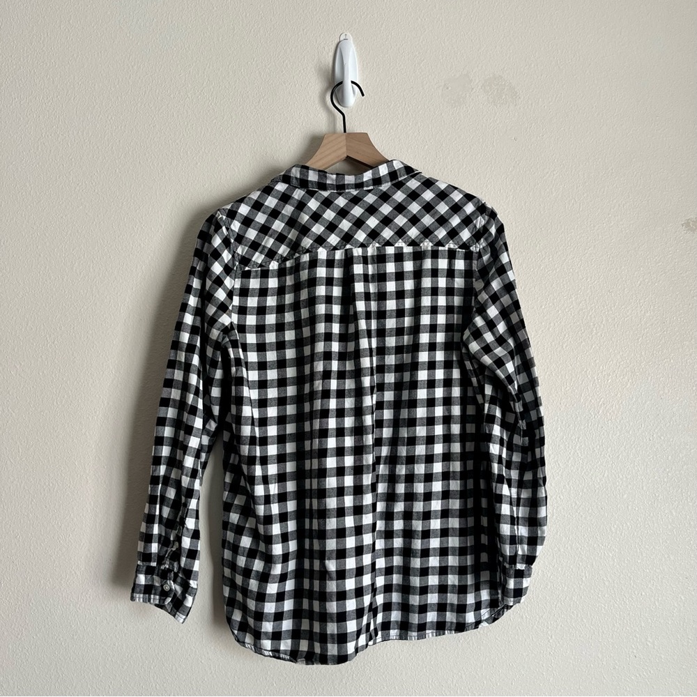 ✨MOVING SALE✨ Lowest Price! J. CREW Black White Buffalo Check 100% Cotton Top M - Picture 5 of 9